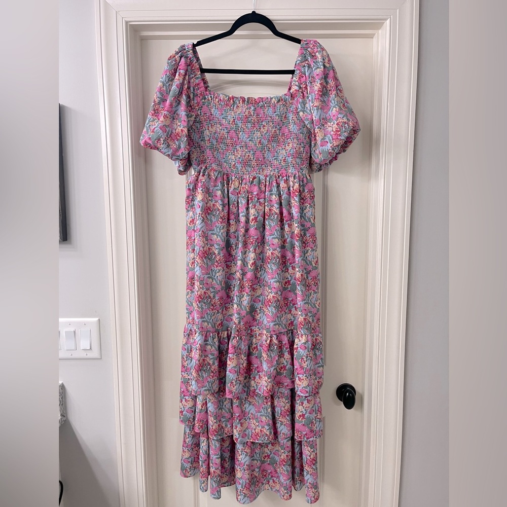 Free the Roses Tiered Maxi Dress - size Medium (fits like a Large/XL)